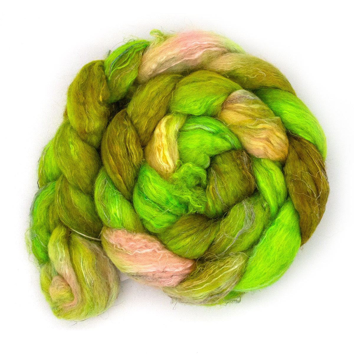 Handgefärbter Kammzug 125g BFL Seide Leinen