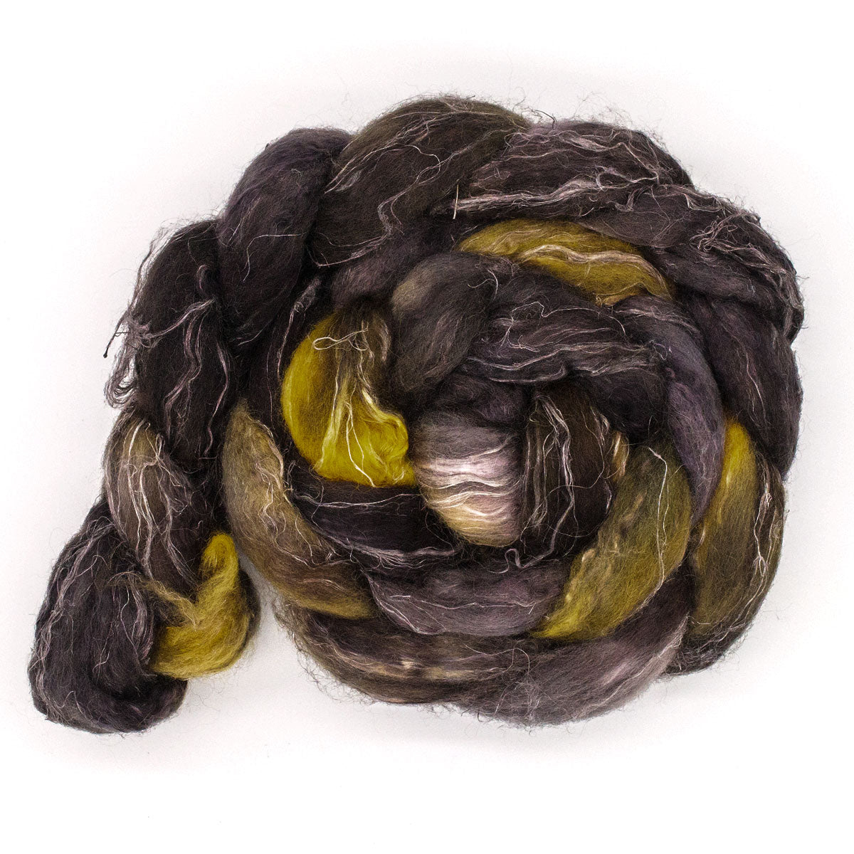 Handgefärbter Kammzug 125g BFL Seide Leinen