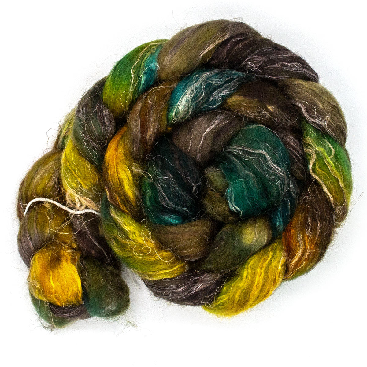 Handgefärbter Kammzug 125g BFL Seide Leinen