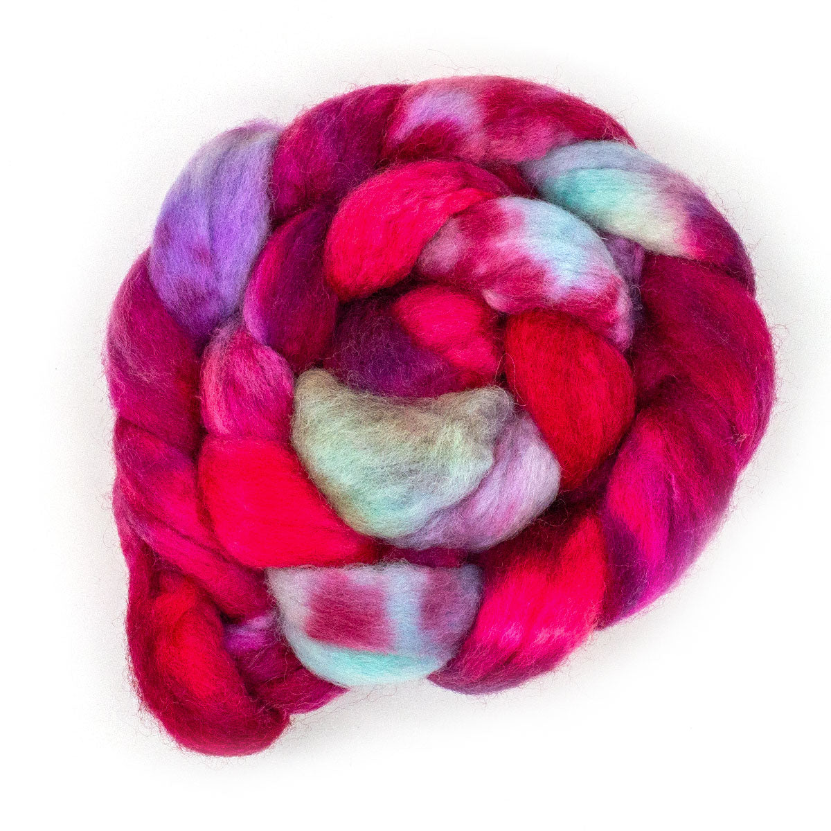 Hand-dyed roving BFL silk linen 125g