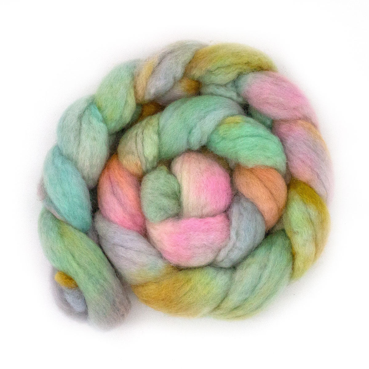 Hand-dyed roving BFL silk linen 125g